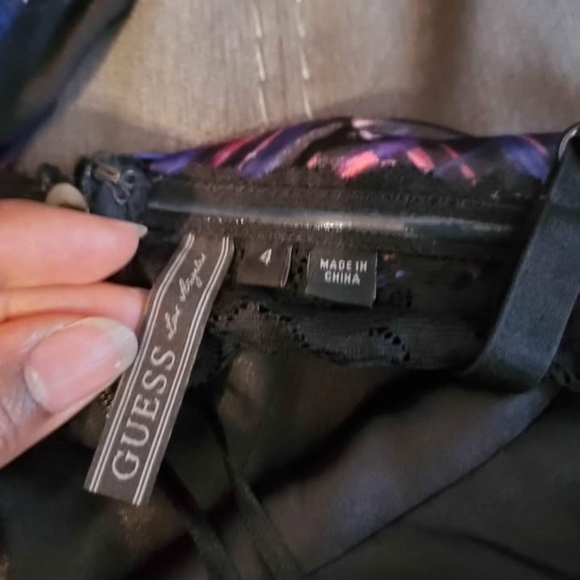 Guess Black and Pink Ruched Mini Dress - Picture 2 of 3